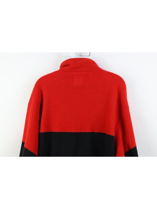 Vintage 90s Mens Large Detroit Red Wings Hockey 1/4 1/2 Zip Fleece Sweater Red - Picture 13 of 14